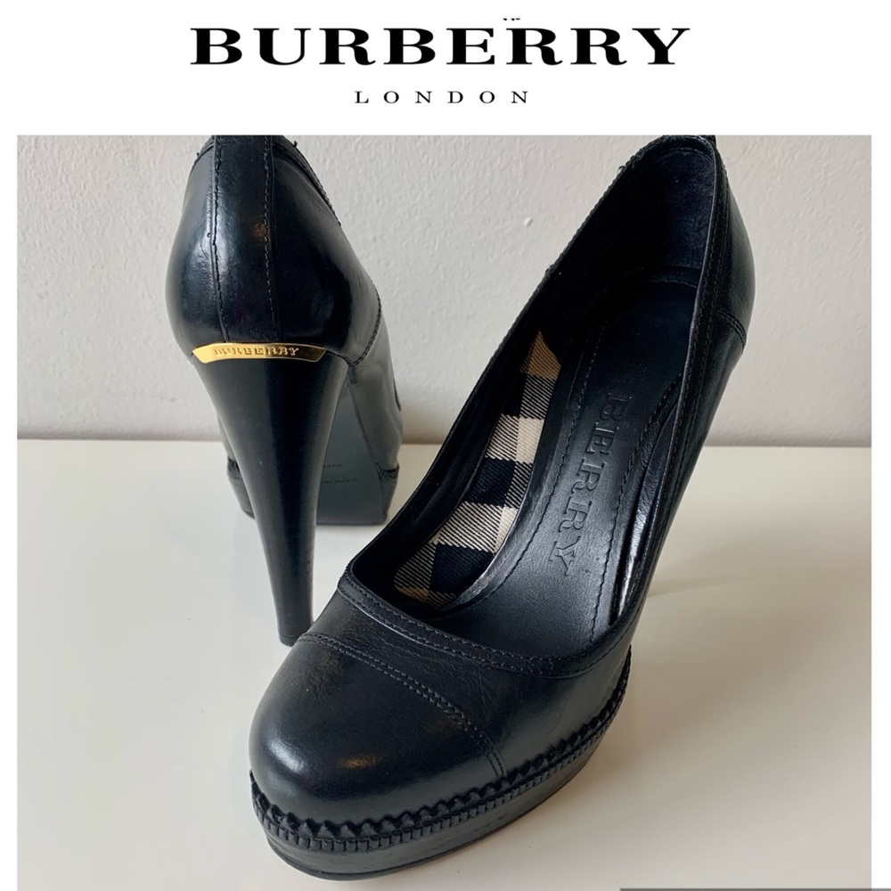 Burberry Arlington Heels Pump Shoes SZ 7 7.5 Black
